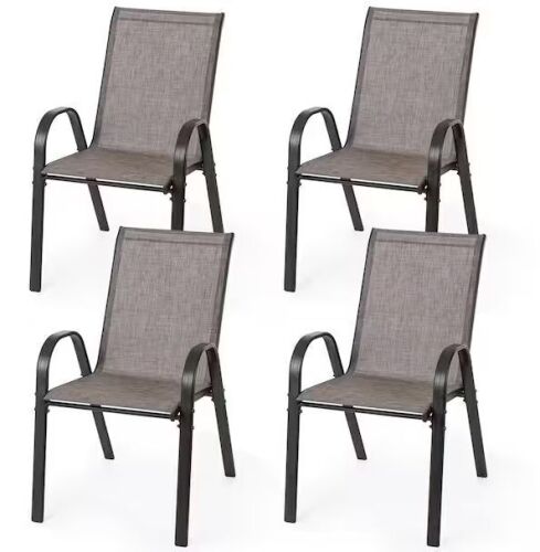 Sour citrus Stackable Textilene Patio Dining Chairs, Set of 4