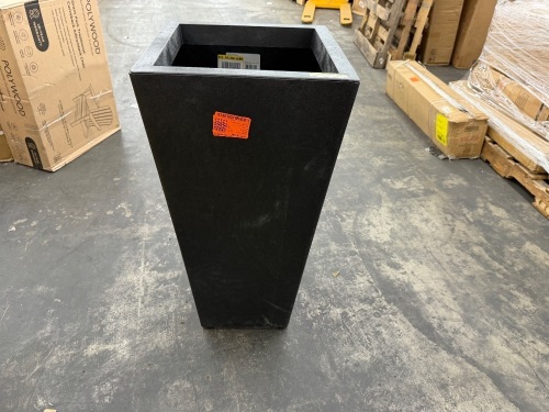 Tierra Verde Sonata Large Black Recycled Rubber Tall Square Planter with Drainage Holes (18 in. L x 18 in. W x 36 in. H) - Missing Mid Shell and Water Reservoir