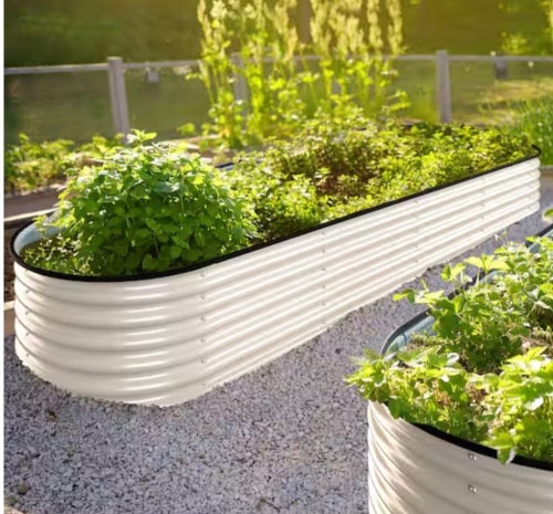 Veikous Ivory White Galvanized Steel Raised Garden Bed Many-in-1 Planter Box Outdoor, 96 in. L x 24 in. W x 17 in. H