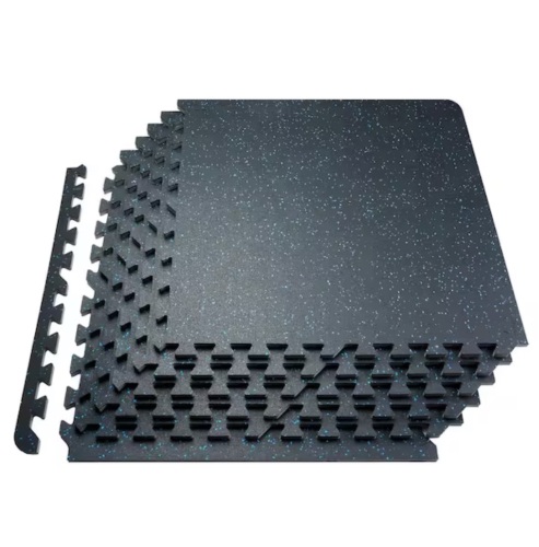Vevor Gym Floor Mats 25 Tiles Rubber Top with EVA Foam 25 in. x 25 in.x 0.56 in.T with 100 sq. ft. Coverage Black and Blue