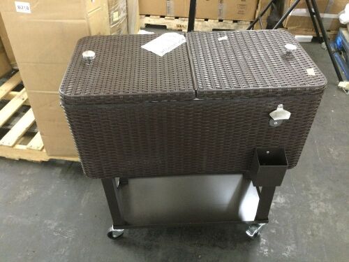 Rattan Patio Cooler with Shelf