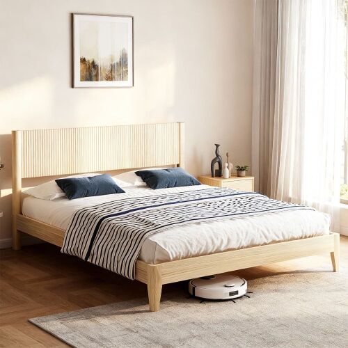 Fluted Queen Size Bed Frame with Headboard