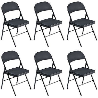 Folding Chair Steel Upholstered Padded Seat and Back 6 Pack