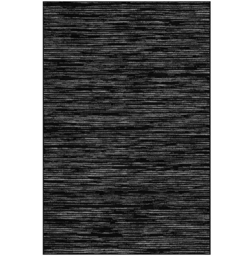 Beverly Rug Linea Black 9 ft. x 12 ft. Rubber Back Washable Modern Striped Indoor Outdoor Patio Area Rug