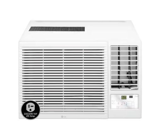 LG 18,000 BTU 230-Volt Window Air Conditioner Unit Cools 1000 sq. ft. with Heater, Remote and Dehumidifier in White