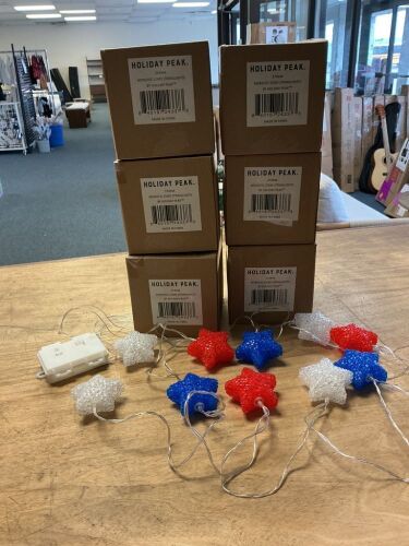 Holiday Peak Patriotic Stars Stringlights, Lot of 6