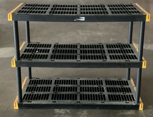 3 Tier Shelf, Plastic, Yellow & Black