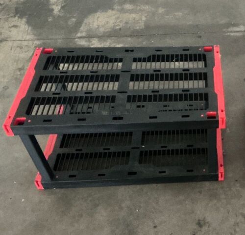 2 Tier Shelf, Plastic, Red & Black