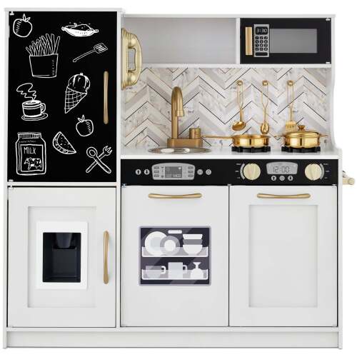 Wooden Play Kitchen for Kids with Accessories, Pretend Cooking Set, Ages 3+