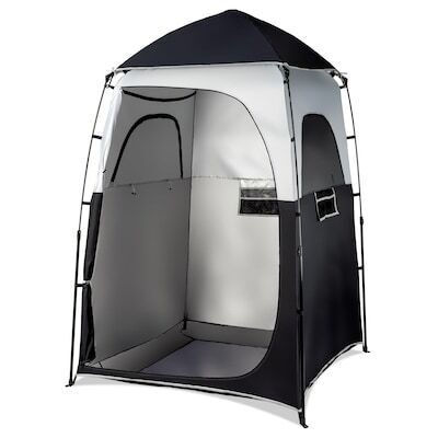 VINGLI 6.8ft Pop Up 1-Room Shower Tent with Mesh Floor and Carrying Bag Black