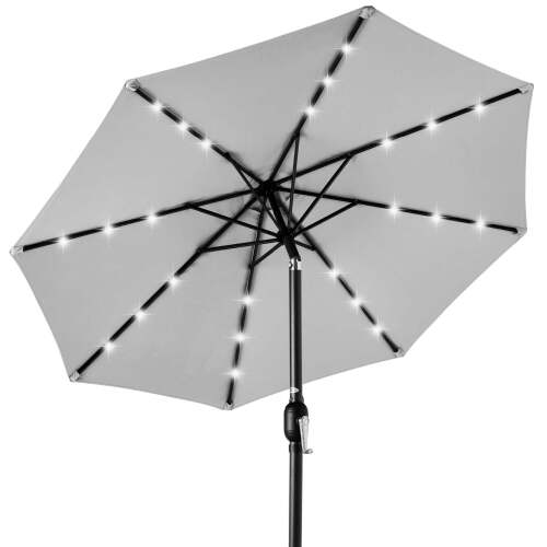 Solar LED Lighted Patio Umbrella w/ Tilt Adjustment, UV-Resistant - 10ft