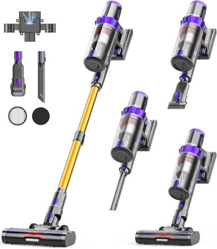 Cordless Vacuum Cleaner, 50KPA Powerful Suction, 70Min Runtime Vacuum Cleaners for Home, Self-Standing Stick Vacuum with Charging Dock Station,Anti-Tangle Brush for Home Pet Hair/Carpet/Hardwood Floor`