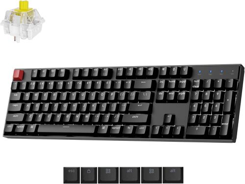 Keychron K10 Version 2 Full Size 104 Keys Bluetooth Wireless Mechanical Gaming Keyboard for Mac Windows Super Banana Switch White LED Backlight/USB C Wired Computer Keyboard