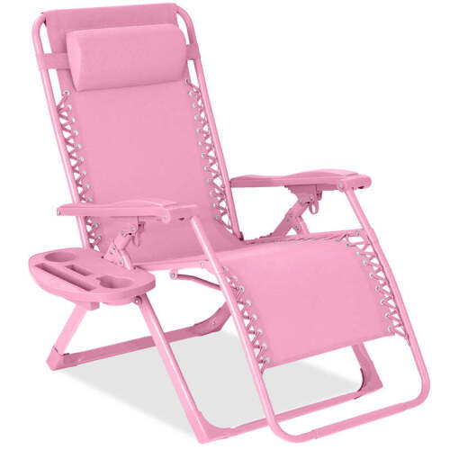 Monochromatic Zero Gravity Patio Chair Recliner w/ Side Tray, Headrest