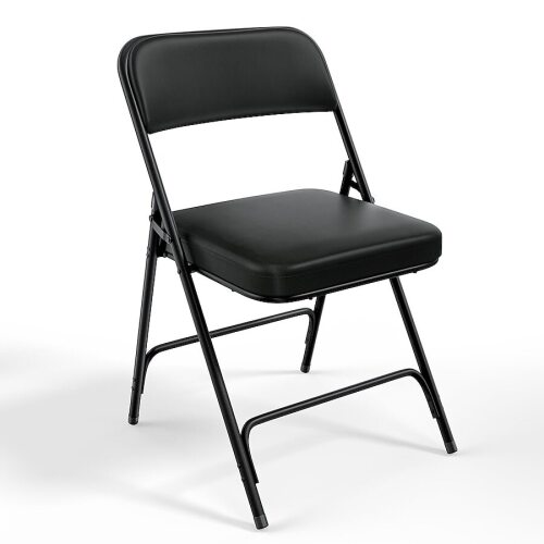 VINGLI 1 Pack PU Padded Folding Chairs with Thick Seat Cushion/Comfortable Foldable Chairs for Indoor and Outdoor Events Banque Party Dinning Work Craft Black