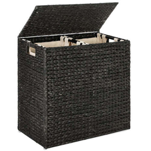 Large Laundry Hamper W/ Lid, Woven Laundry Basket, W/ Liner, 30 Gal (114L)