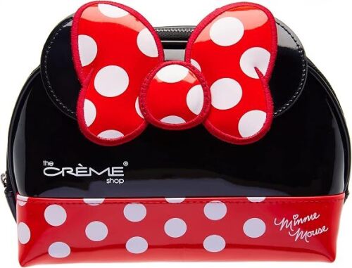 The Crème Shop Makeup Bag for Women Travel Toiletry Pouch Cosmetic Accessories Dome Case with Mouse Ears and Zippered Closure
