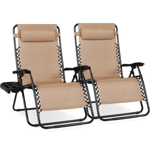 Set of 2 Extra Wide Adjustable Zero Gravity Patio Chair Recliners