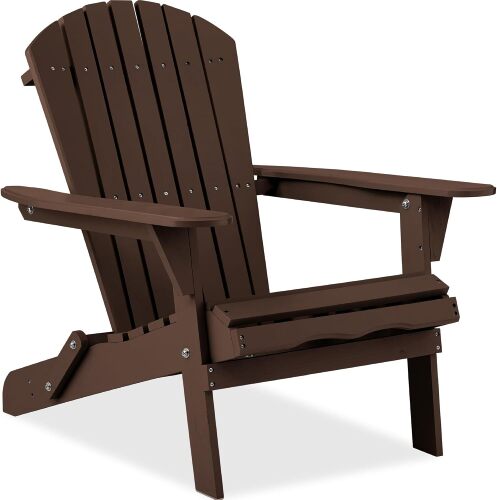 Folding Adirondack Chair Outdoor Wooden Accent Furniture Fire Pit Lounge Chairs for Yard, Garden, Patio w/ 350lb Weight Capacity