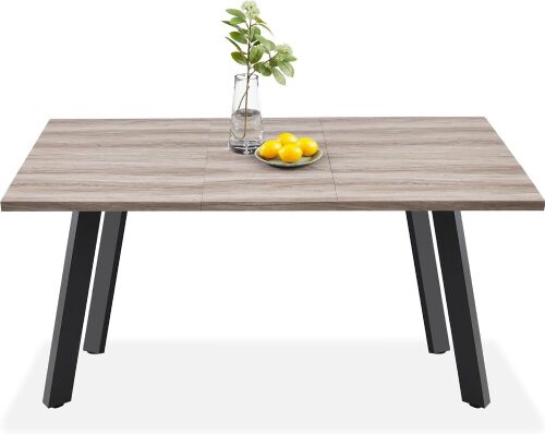 Extendable Dining Table 47 to 63in Modern Large Expanding Kitchen Table up to 6 People w/Leaf Extension, 2 Locks, 132lb Capacity