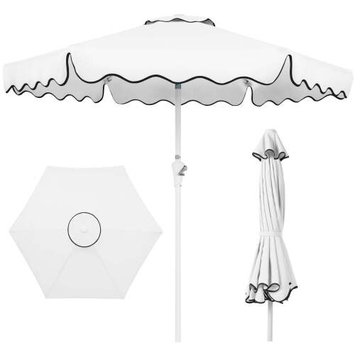 7.5ft Patio Market Umbrella,Wavy Trim, UV-Fade-Resistant, Crank & Tilt