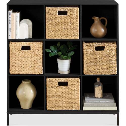Elevated 9-Cube Storage Organizer, 11in Bookshelf, w/ Metal Legs