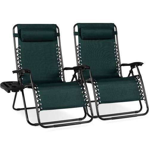 Set of 2 Extra Wide Adjustable Zero Gravity Patio Chair Recliners