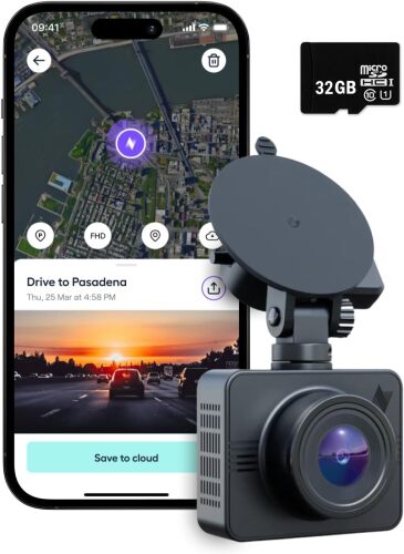 Beam GPS Dash Cam - Dash Camera for Cars with 32GB SD Card Included Unlimited Cloud Storage 24H Parking Mode Dash Cam for Cars. Wireless Car Camera with Nexar Classic App