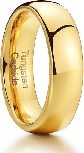 Tungsten Rings for Men, Men's Wedding Bands in Gold, Black, and Silver, 4mm, 6mm, 8mm Sizes, Mens Tungsten Wedding Bands with Comfort Fit and Polished Beveled Edge