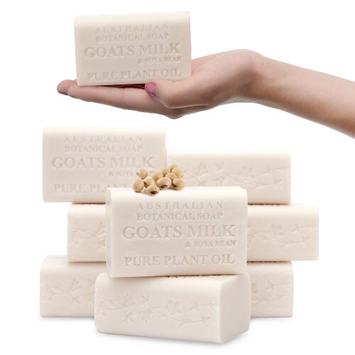 Australian Botanical Soap 6.6 OZ, Pack of 8, Goat Milk Soap Bars with Soya Bean Oil, Enriched with Organic Shea Butter, Suitable for All Skin Types