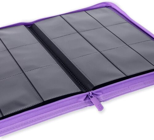 Vault X 9 Pocket Trading Card Zip Binder, 360 Cards, Premium Exo-Tec Album Material, 20 Side-Loading Pages, Folder for Collectible Games, Sports, TCG (Purple)