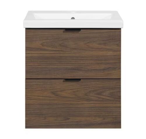 Glacier Bay Ardwick 20 in. Single Sink Mocha Walnut Bath Vanity with White Ceramic Top