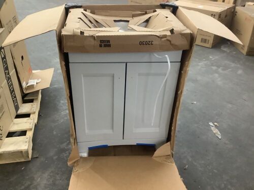 Glacier Bay Delridge 25 in. Single Sink Pearl Gray Bath Vanity with White Cultured Marble Top - Damage to Cabinet