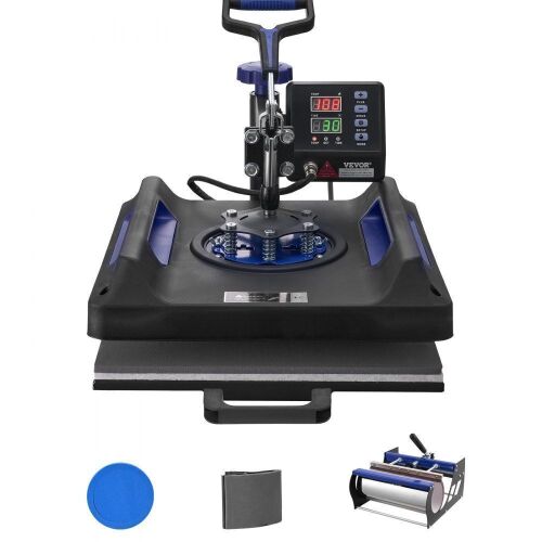 VEVOR 15 x 15 inch 5 in 1 Heat Press Machine with 30 oz Tumbler Press, 360° Swing Away Digital T-Shirt Pressing, Teflon Coating