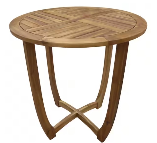 Noble House Carina Teak Brown Round Wood Outdoor Patio Accent Table