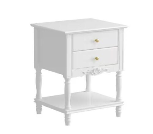 FUFU&GAGA 2 Drawers and Open Shelf, White Wooden Nightstand, 19.7in.W x 16.9in.D x 25.2in.H