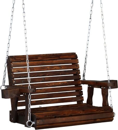 VINGLI Heavy Duty 440 LBS 1-Person Wooden Patio Porch Swing