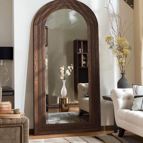 Arched Full Length Mirror with Solid Wood Frame, 71 x 32 - Damage to Frame