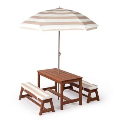 Kids Picnic Table Set with Cushions Umbrella