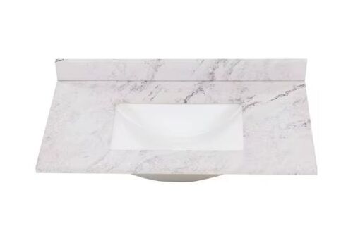 Home Decorators Collection 37 in. W x 22 in. D Engineered Stone Composite White Rectangular Single Sink Vanity Top in Lunar