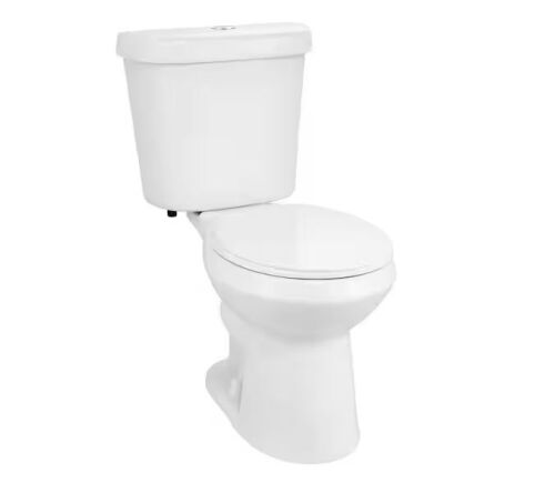 Glacier Bay 12 in. Rough in 2-Piece 1.0 GPF/1.28 GPF Dual Flush Round Toilet in White, Seat Included