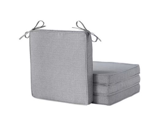 Greendale Home Fashions 18 in. x 18 in. Heather Gray Square Outdoor Dining Seat Cushion (4-Pack)