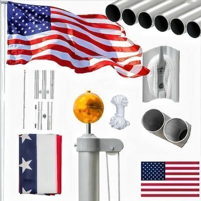 VINGLI 25ft Sectional Aluminum Flagpole Kit