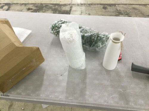 2 White Vases with Artifiical Greenery