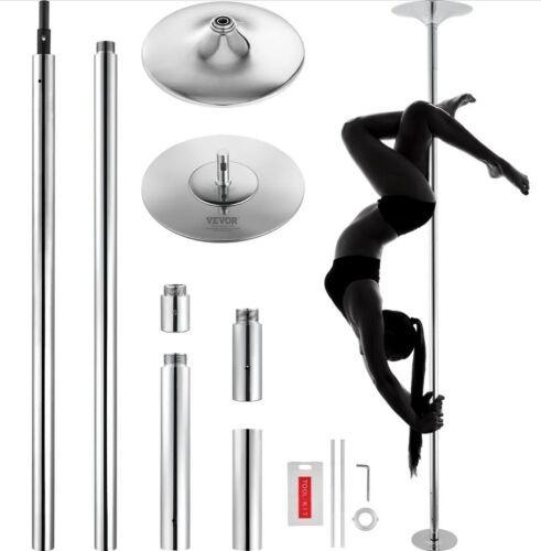 VEVOR Spinning Static Dancing Pole Kit, 45mm Heavy-Duty Stainless Steel Pole, Height Adjustable 88-108 inch