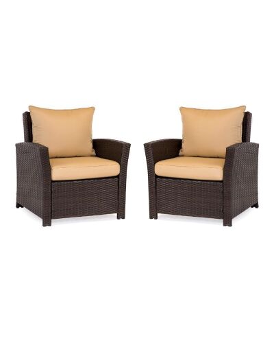 Set of 2 Outdoor Patio Chairs with Cushions - No Hardware or Instructions, Will Have 2 Extra Arm Pieces