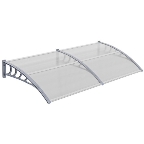VINGLI 80-in W x 40-in D x 10-in H Polycarbonate Clear Board and Grey Bracket Patio Door Awning