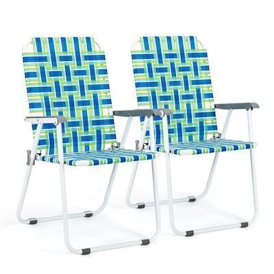 VINGLI Classic 2 Pack Blue Metal Beach Chair