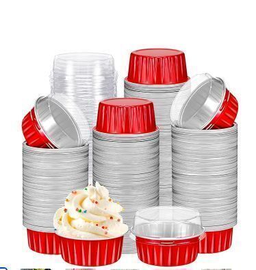 400 Pcs Aluminum Foil Baking Cups with Lids 5 oz