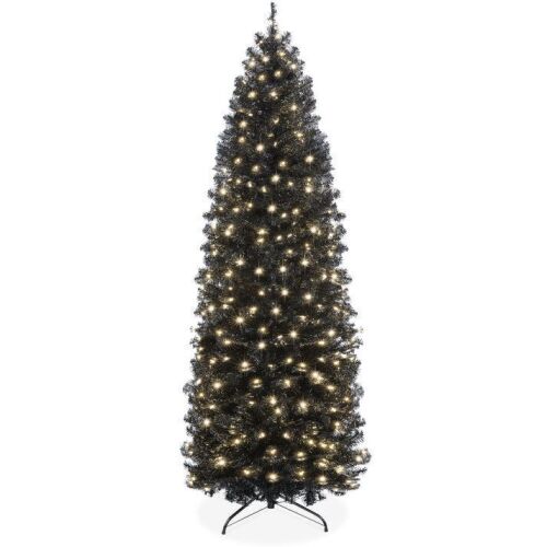 6' Pre-Lit Black Artificial Pencil Holiday Tree